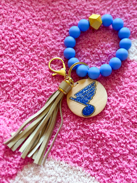 Blue Blues Hockey Silicone Bead Wristlet