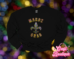 Mardi Gras Fleur de Lis Faux Sequin Black Sweatshirt