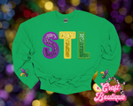STL Mardi Pardi Faux Sequin Green Sweatshirt