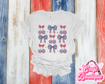 Disco Cherries & Fancy Bows Patriotic Printed Tee - Ash Gray