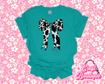 Cow Hide Dainty Bow Printed Tee - Turquoise