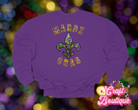 Mardi Gras Fleur de Lis Faux Sequin Purple Sweatshirt