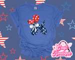 Patriotic Preppy Balloon Dog T-Shirt - Heathered Royal Blue