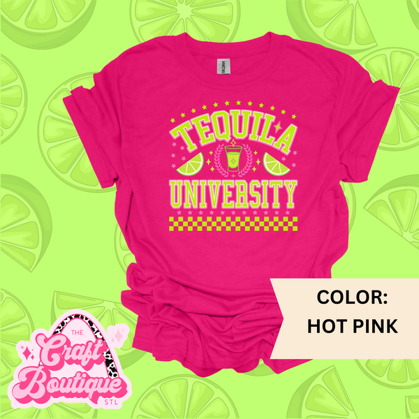 Margarita University Printed Tee - Hot Pink