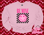Be Mine Checker Printed Sweatshirt - Pink