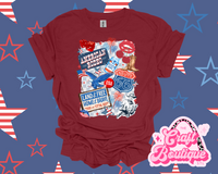 4th of July Western Poster Printed T-Shirt - Heathered Dark Red