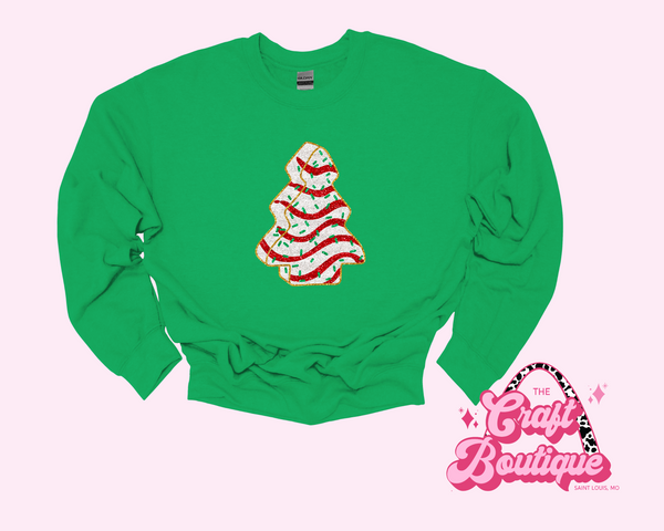 Sparkly Christmas Tree Cake Printed Sweatshirt