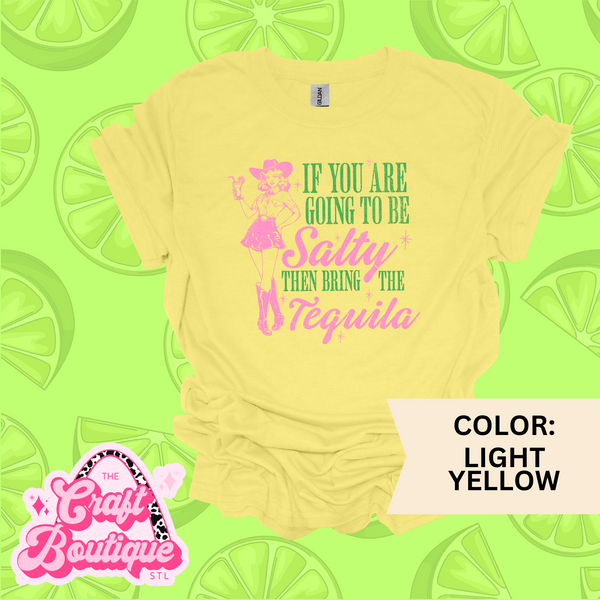 If You're Going to be Salty Cowgirl Printed Tee - Light Yellow
