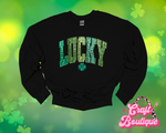 Lucky Faux Sequin Printed Sweatshirt - Black