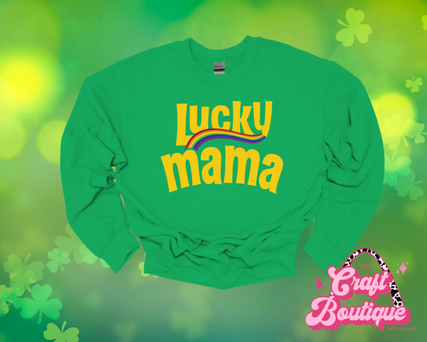 Gold Lucky Mama Printed Sweatshirt - Green