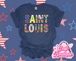 Saint Louis Treasures Printed Tee - Heathered Navy
