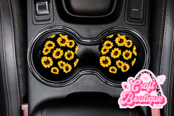 Sunflowers Black Coaster Set