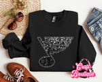 Monochromatic Black Faux Sequin Blues Note Sweatshirt