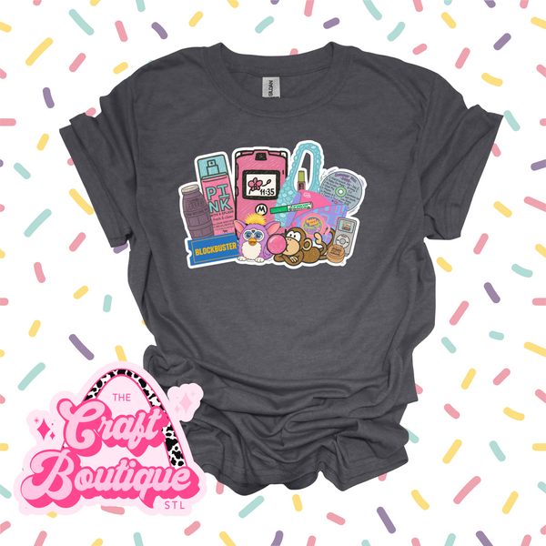 90s/00s Girly Things Printed Tee - Heather Dark Gray