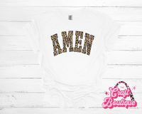 Leopard Print AMEN Printed Tee - White