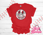 Trendy Baseball Smiley Faux Tee - Red
