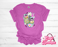 Retro Easter Collage Printed Tee - Heathered Light Purple