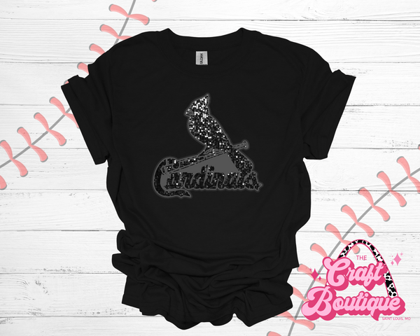 Monochromatic Black St. Louis Cardinals Faux Sequin Tee - Black