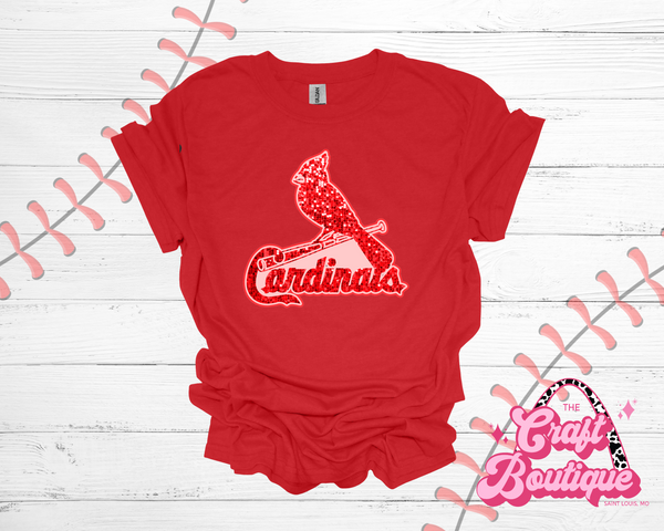 Monochromatic Red St. Louis Cardinals Faux Sequin Tee - Red