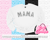 White Faux Sequin Monochromatic Mama Printed Sweatshirt