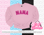 Light Pink Faux Sequin Monochromatic Mama Printed Sweatshirt