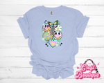 Retro Spring Collage Printed Tee - Light Blue