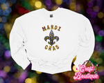 Mardi Gras Fleur de Lis Faux Sequin White Sweatshirt