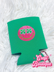 Faux Sequin Pink Smiley SPD Koozie - Green
