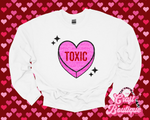 Toxic Faux Glitter Heart Printed Sweatshirt - White