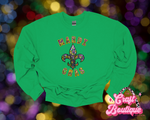 Mardi Gras Fleur de Lis Faux Sequin Green Sweatshirt