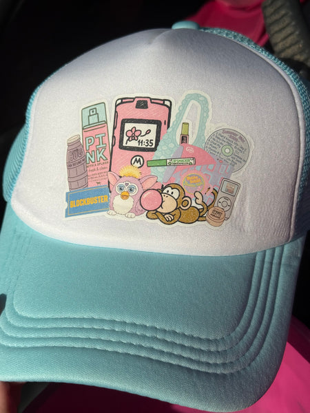Light Blue & White Trucker Hat - 90s/00s Girly Things