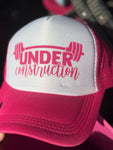 Pink & White Trucker Hat - Under Construction