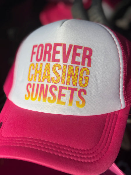 Pink & White Trucker Hat - Forever Chasing Sunsets