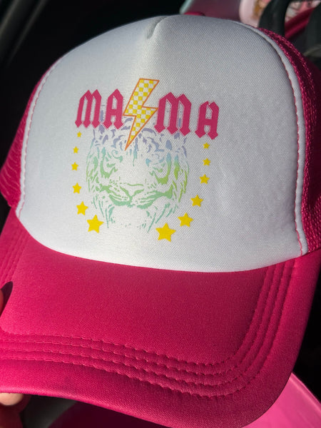 Pink & White Trucker Hat - Colorful Mama Tiger