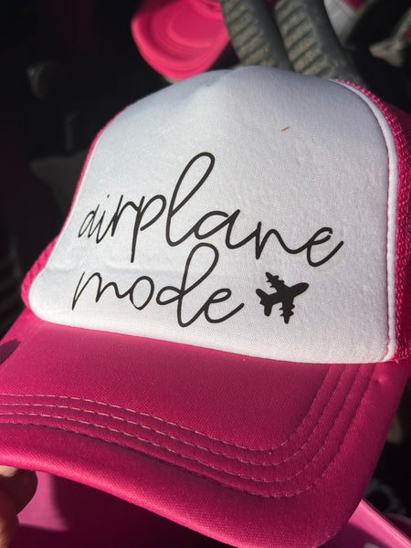Pink & White Trucker Hat - Airplane Mode