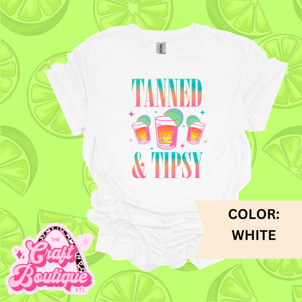 Tanned & Tipsy Printed Tee - White