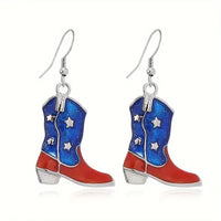 Patriotic Cowboy Boot Dangle Earring