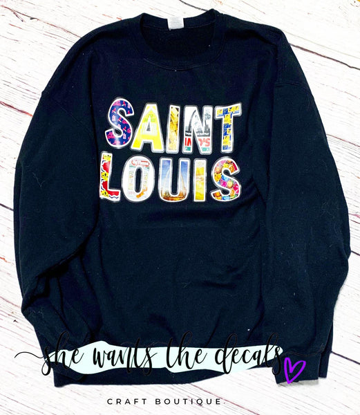 Saint Louis Treasures Screen Printed Crew Sweatshirt