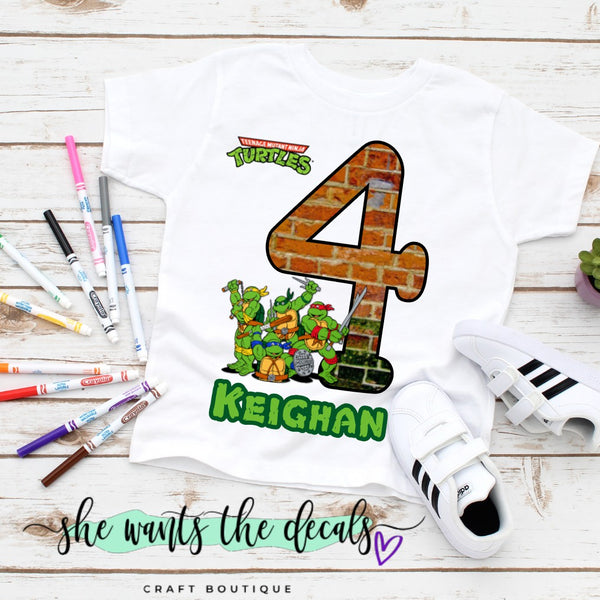 Personalized Ninja Turtles Birthday Shirt Youth Toddler and Adult Sizes Available Black 3T