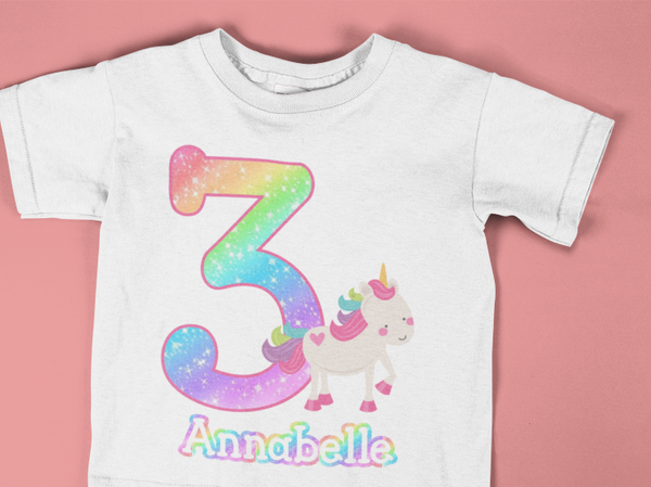 Rainbow unicorn birthday shirt cheap